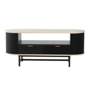 Artiss Coffee Table Drawer Shelf Wood&Black