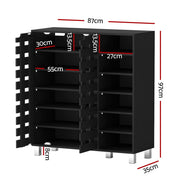 Artiss Shoe Rack Cabinet 6 Tier Storage Shelf Black