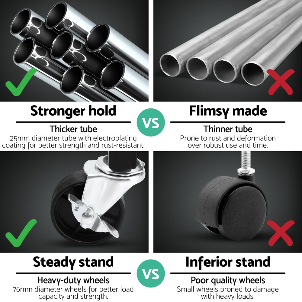 Artiss Clothes Rack Double Rod Airer Rail Coat Stand Adjustable Hanger