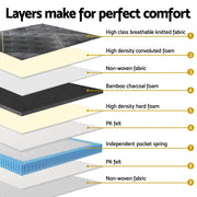 35cm Giselle Mattress King Bed Bamboo Pocket Firm Foam