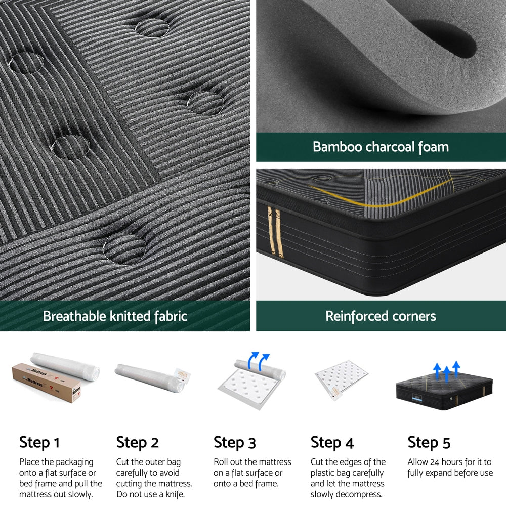 35cm Giselle Mattress King Bed Bamboo Pocket Firm Foam