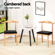 Artiss 2x Dining Chairs Rubber Wood Leather Seat Black