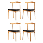 Artiss 4x Dining Chairs Rubber Wood Leather Seat Black
