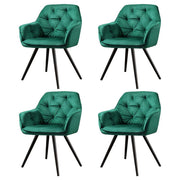 Artiss Dining Chairs Set of 4 Velvet Diamond Tufted Armchair Green