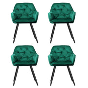 Artiss Dining Chairs Set of 4 Velvet Diamond Tufted Armchair Green