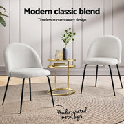 Artiss Dining Chairs Set of 4 Sherpa Boucle White