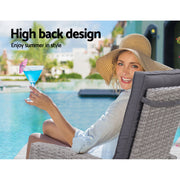 Gardeon Recliner Chair Sun lounge Wicker Lounger Outdoor Patio Furniture Adjustable Grey