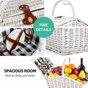 Alfresco 2 Person Picnic Basket Set Willow Vintage Baskets Insulated Blanket Bag