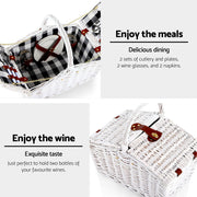 Alfresco 2 Person Picnic Basket Set Willow Vintage Baskets Insulated Blanket Bag