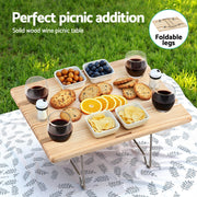Alfresco 4 Person Picnic Basket Set with Table Blanket Cooler Wooden Insulated