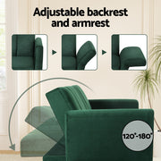 Artiss Sofa Bed 3 Seater Couch Convertible Lounge Adjustable Arm Recliner Velvet