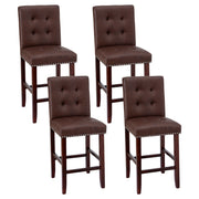 Artiss 4x Bar Stools Kitchen Dining Chairs Counter PU Leather Wooden Ada Brown