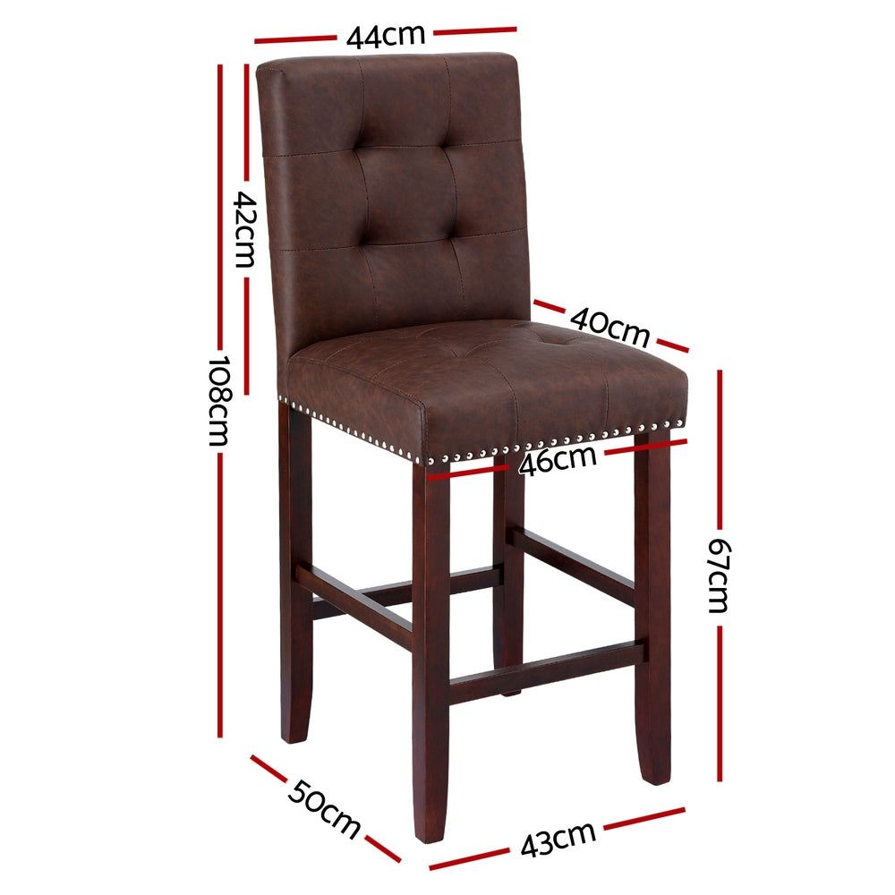 Artiss 4x Bar Stools Kitchen Dining Chairs Counter PU Leather Wooden Ada Brown