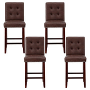 Artiss 4x Bar Stools Kitchen Dining Chairs Counter PU Leather Wooden Ada Brown