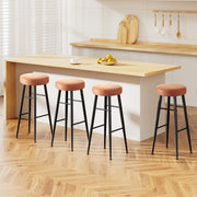 Artiss 4x Bar Stools Kitchen Dining Chairs Counter Round PU leather Lane Brown