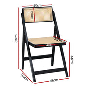 Artiss 4x Dining Chairs Wooden Rattan Foldable Black