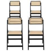 Artiss 4x Dining Chairs Wooden Rattan Foldable Black