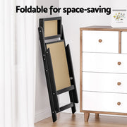 Artiss 4x Dining Chairs Wooden Rattan Foldable Black