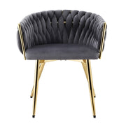 Artiss 1x Dining Chair Armchair Cafe Kitchen Lounge Chairs Velvet Weaving Grey