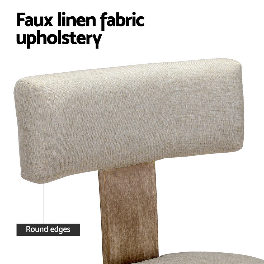 Artiss Dining Chairs Set of 4 Linen Fabric Wooden Beige