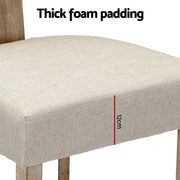 Artiss Dining Chairs Set of 4 Linen Fabric Wooden Beige