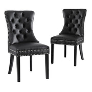 1 Set of 2 Artiss Dining Chairs Black Leather