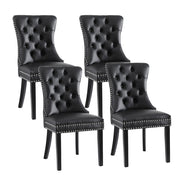 1 Set of 4 Artiss Dining Chairs Black Leather