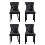 1 Set of 4 Artiss Dining Chairs Black Leather