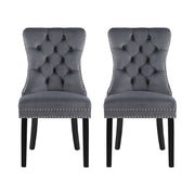 1 Set of 2 Artiss Dining Chairs Grey Velvet