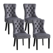 1 Set of 4 Artiss Dining Chairs Grey Velvet