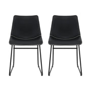 Artiss 2x Dining Chairs Retro PU Leather Kitchen Lounge Cafe Accent Chair Black