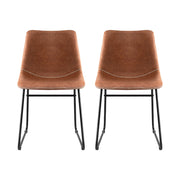 Artiss 2x Dining Chairs Retro PU Leather Kitchen Lounge Cafe Accent Chair Brown