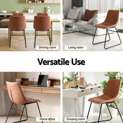 Artiss 4x Dining Chairs Retro PU Leather Kitchen Lounge Cafe Accent Chair Brown