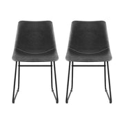 Artiss 2x Dining Chairs Retro PU Leather Kitchen Lounge Cafe Accent Chair Grey