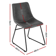 Artiss 4x Dining Chairs Retro PU Leather Kitchen Lounge Cafe Accent Chair Grey