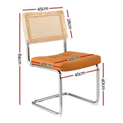 Artiss Dining Chairs Set of 2 PU Leather Rattan Cantilever Brown