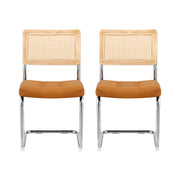 Artiss Dining Chairs Set of 2 PU Leather Rattan Cantilever Brown