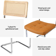 Artiss Dining Chairs Set of 2 PU Leather Rattan Cantilever Brown