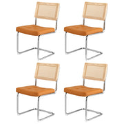 Artiss Dining Chairs Set of 4 PU Leather Rattan Cantilever Brown