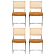 Artiss Dining Chairs Set of 4 PU Leather Rattan Cantilever Brown