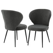 Artiss 2x Dining Chairs Sherpa Boucle Wing Back Grey