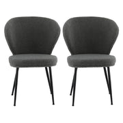 Artiss 2x Dining Chairs Sherpa Boucle Wing Back Grey