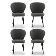 Artiss 4x Dining Chairs Sherpa Boucle Wing Back Grey