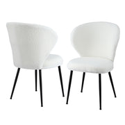 Artiss 2x Dining Chairs Sherpa Boucle Wing Back White