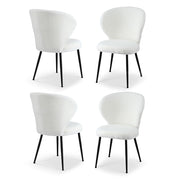 Artiss 4x Dining Chairs Sherpa Boucle Wing Back White