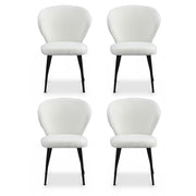 Artiss 4x Dining Chairs Sherpa Boucle Wing Back White
