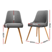Artiss Dining Chairs Set of 4 Fabric Wooden Grey