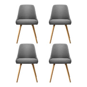 Artiss Dining Chairs Set of 4 Fabric Wooden Grey