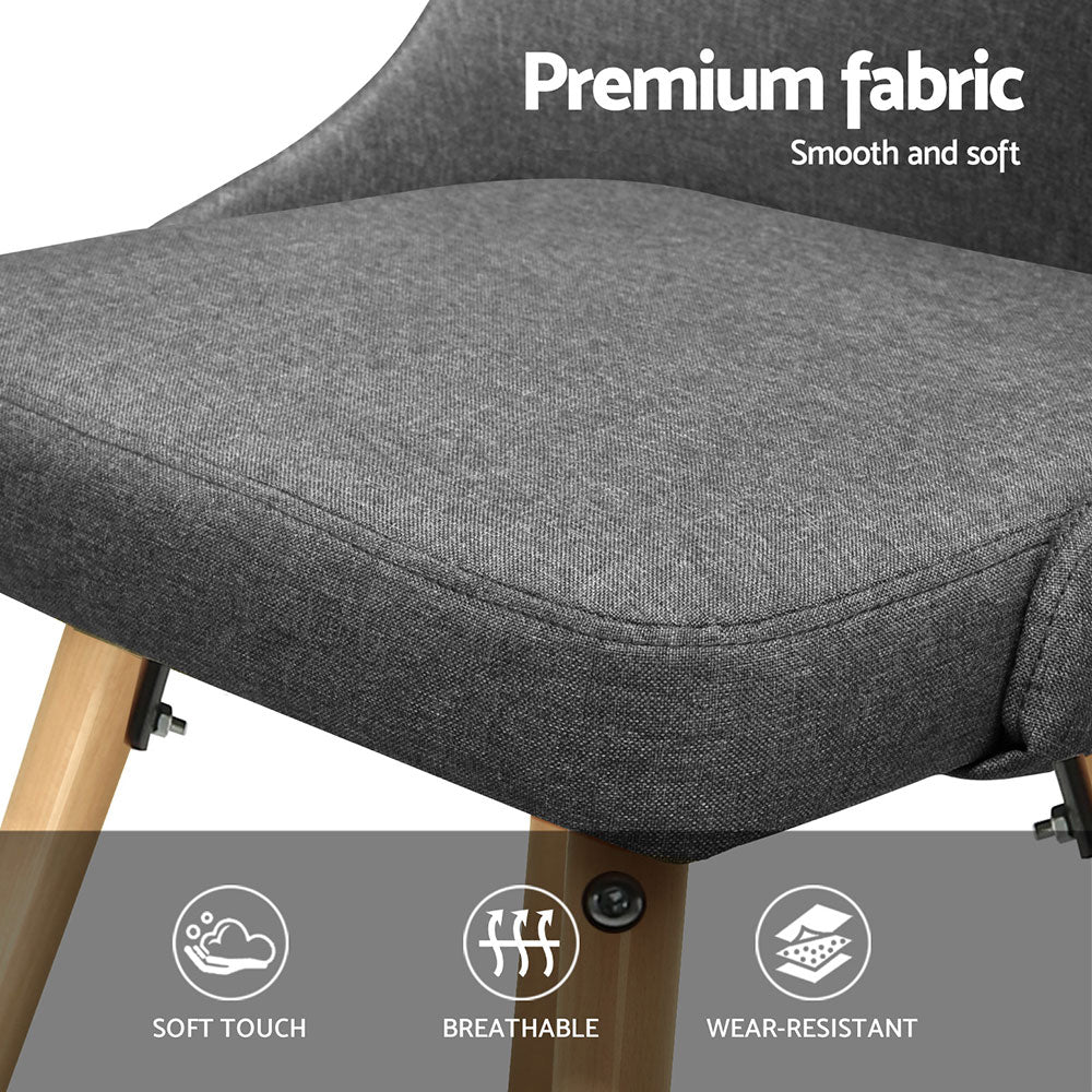 Artiss Dining Chairs Set of 4 Fabric Wooden Grey