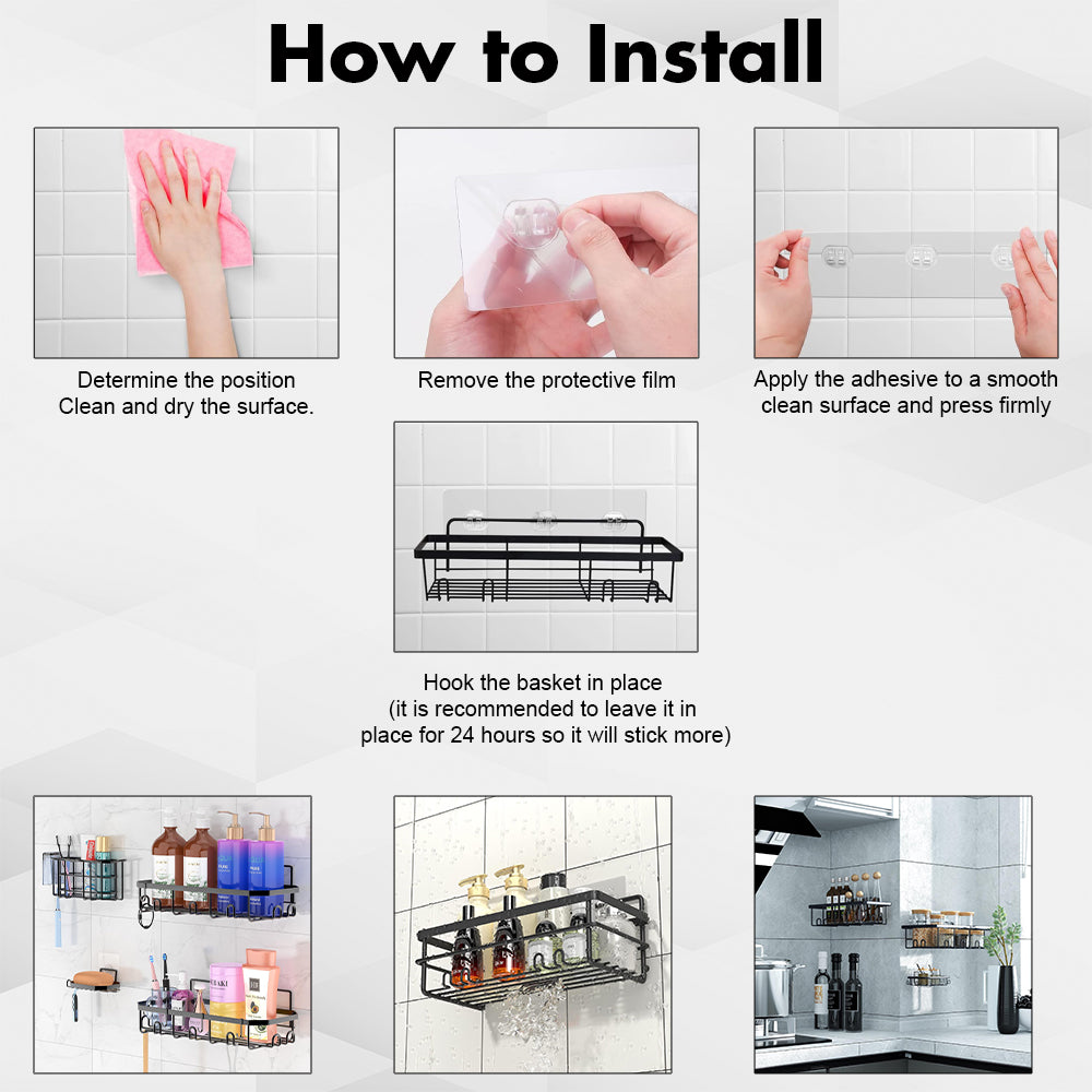 Hivvago Stainless Steel Bathroom Organizer with Adhesive Shelves